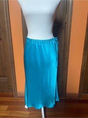 Vintage bebe Turquoise 100% silk Slip Skirt